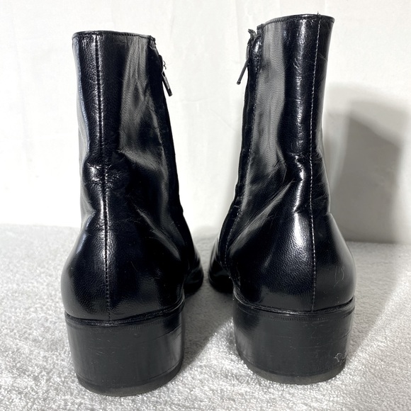 Vintage Florsheim Black Leather Round Toe Ankle Boots 10.5D - Picture 4 of 12